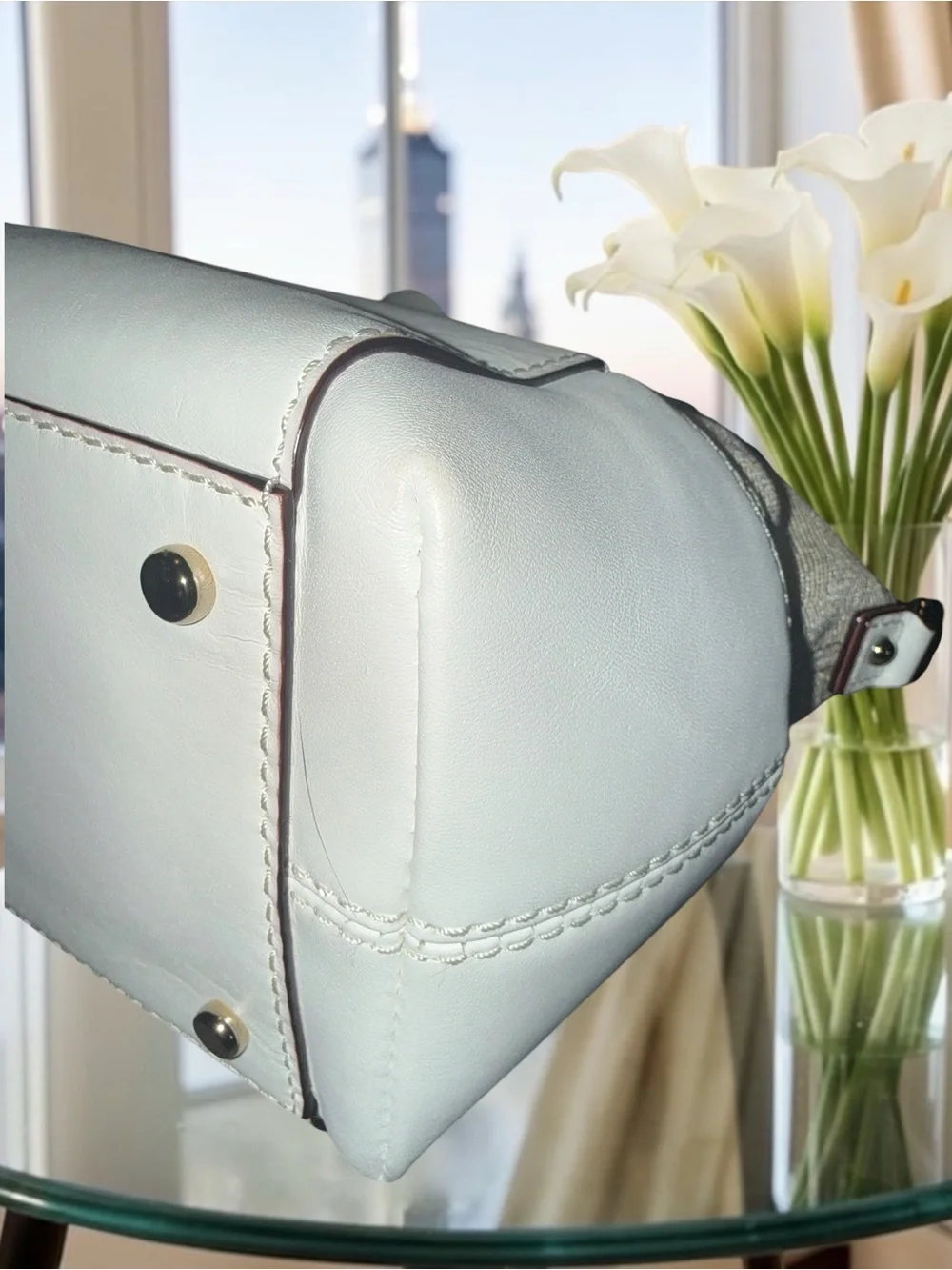 Kate Spade Storybook Lined Satchel with Turquoise Scarf Accent